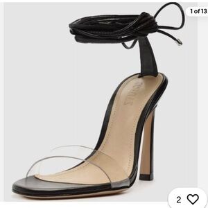 SCHUTZ Jessie Clear Strap Ankle Wrap Stiletto Sandal